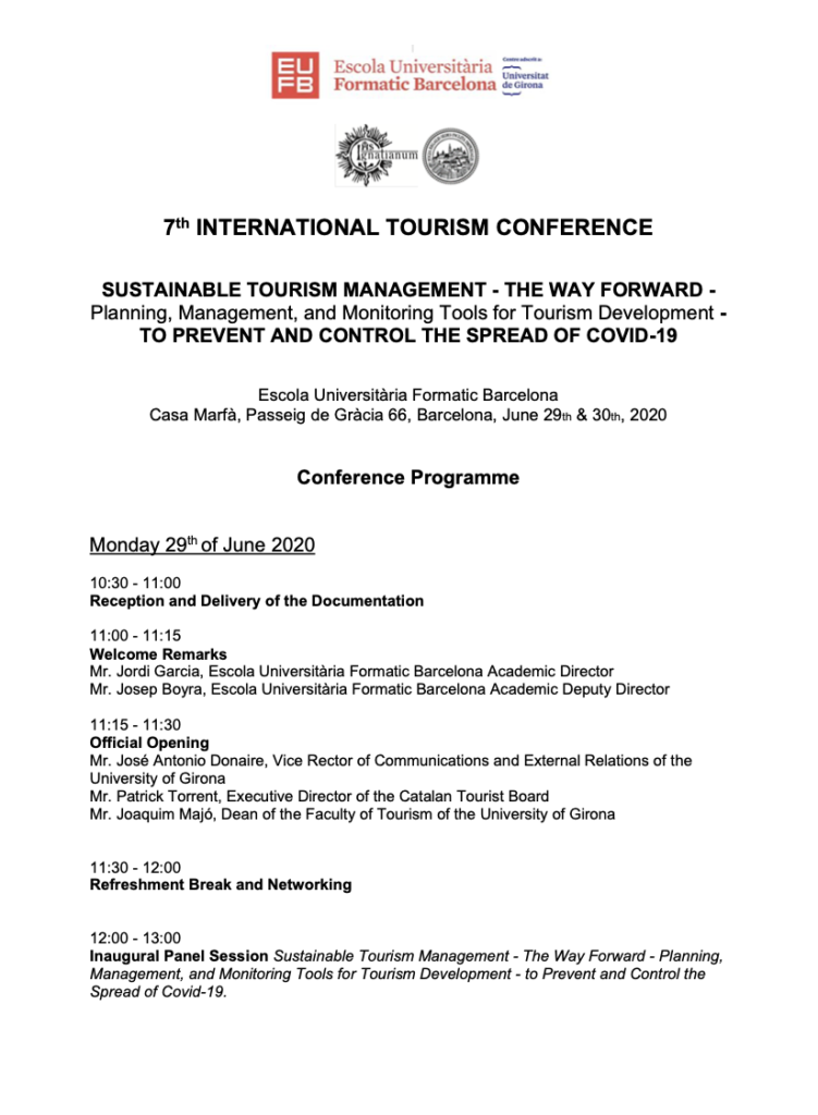 7th International Tourism Conference | Escuela Universitaria Formatic Barcelona