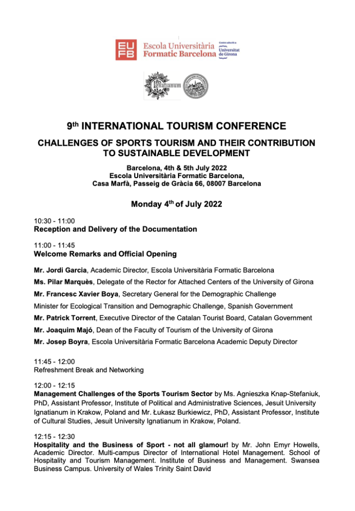 9th International Tourism Conference | Escuela Universitaria Formatic Barcelona